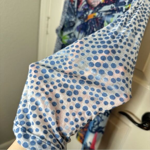 Ali Miles Multicolor Polka Dot Striped Floral Burnout Lace Blouse Sz L Artsy - Picture 5 of 8